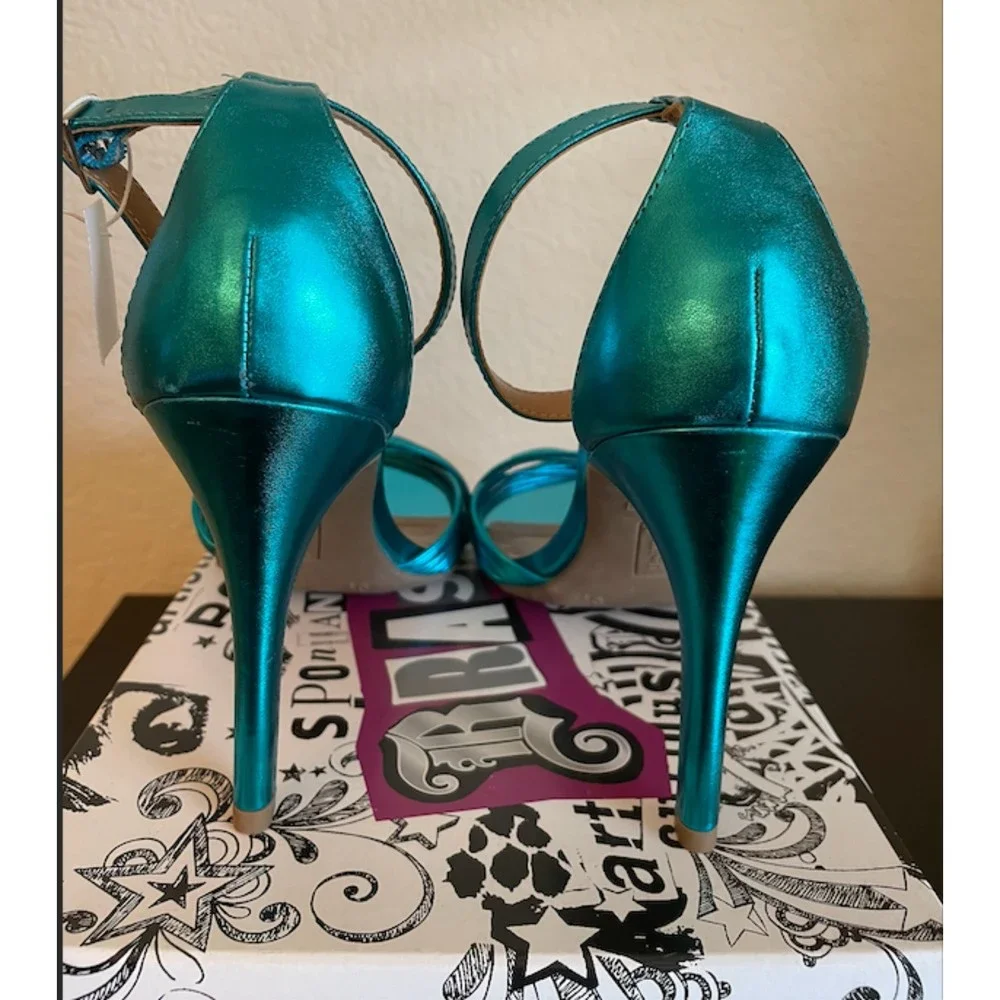 NEW -Brash Metallic Turquoise Blue Odessa Heels - Sz 9.5 - Picture 3 of 11
